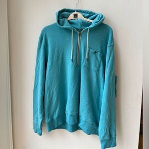 NEW L.L. Bean sweatshirt hoodie fleece quarter zip pullover aqua Blue L